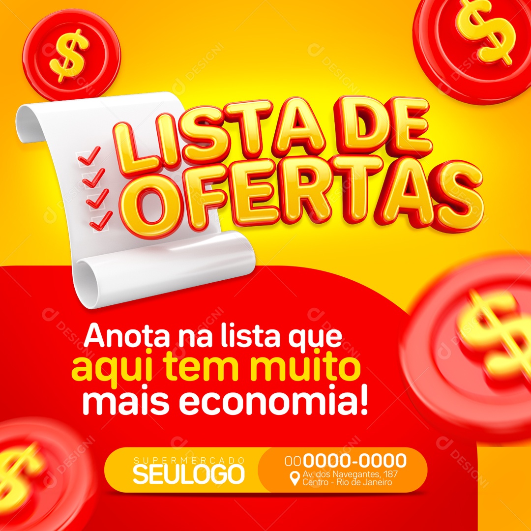 Lista de Ofertas Anota na Lista Que Aqui Tem Muito Mais Economia Venha Conferir Social Media PSD Editável