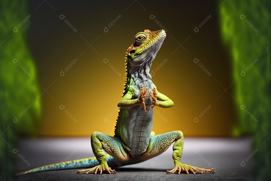 Lagarto fazendo poses engraçadas de Kung Fu e Karatê