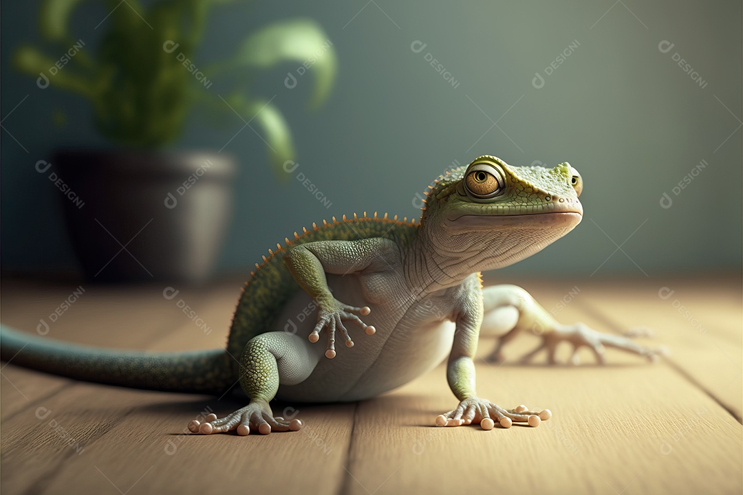 Lagarto fazendo poses engraçadas de Kung Fu e Karatê