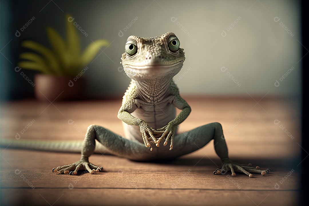 Lagarto fazendo poses engraçadas de Kung Fu e Karatê
