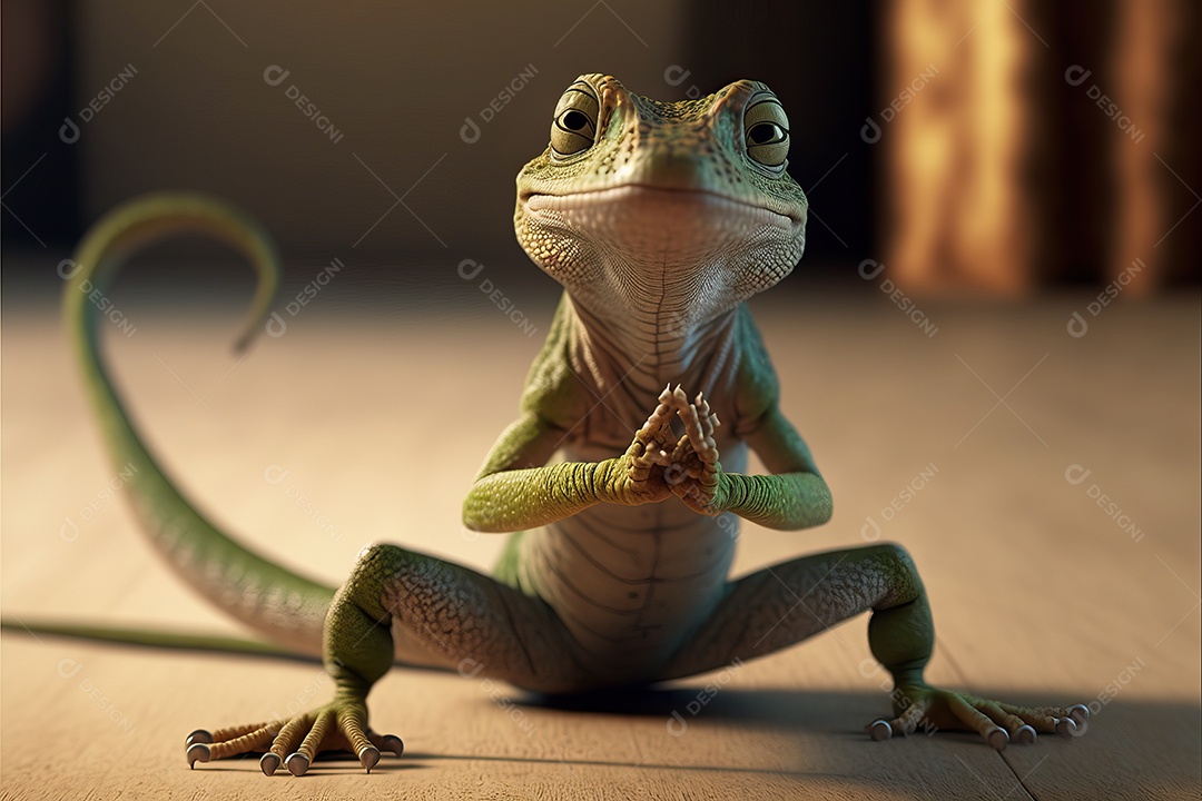 Lagarto fazendo poses engraçadas de Kung Fu e Karatê