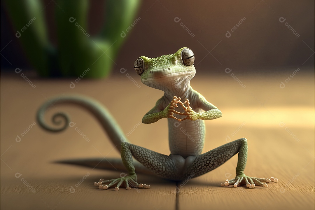 Lagarto fazendo poses engraçadas de Kung Fu e Karatê