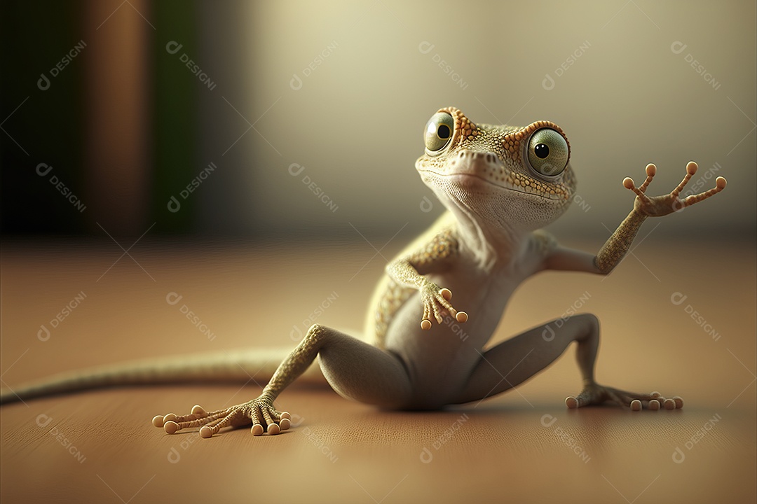 Lagarto fazendo poses engraçadas de Kung Fu e Karatê