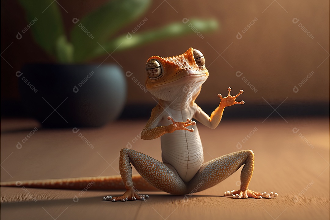 Lagarto fazendo poses engraçadas de Kung Fu e Karatê