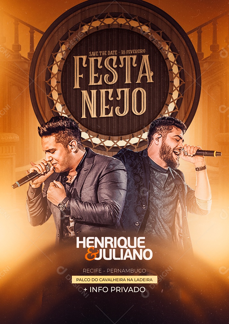 Festa Nejo Henrique & Juliano Flyer Socia Media PSD Editável