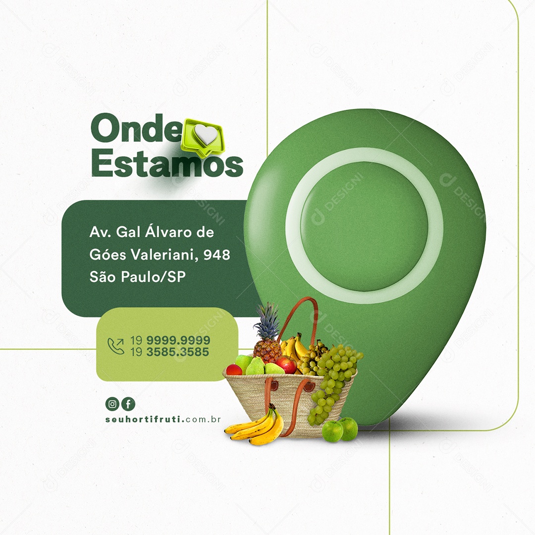 Onde Estamos Hortifruti Social Media PSD Editável
