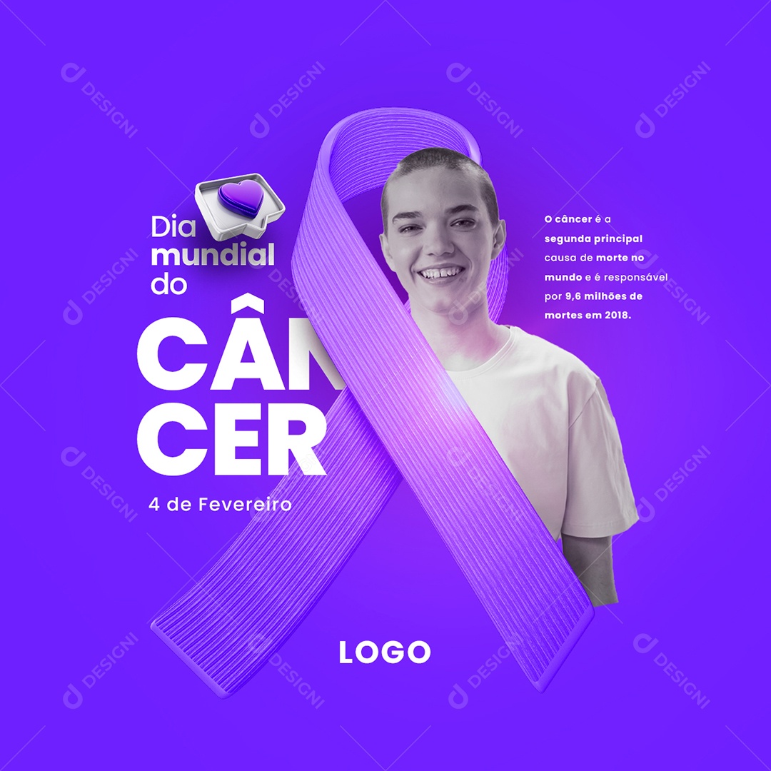 O Câncer é a Segunda Principal Causa de Morte no Mundo Dia Mundial do Câncer Social Media PSD Editável