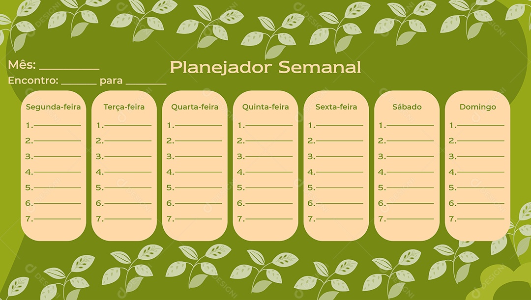 Weekly Planner Portugese Logotipo Empresarial AI + EPS Editável