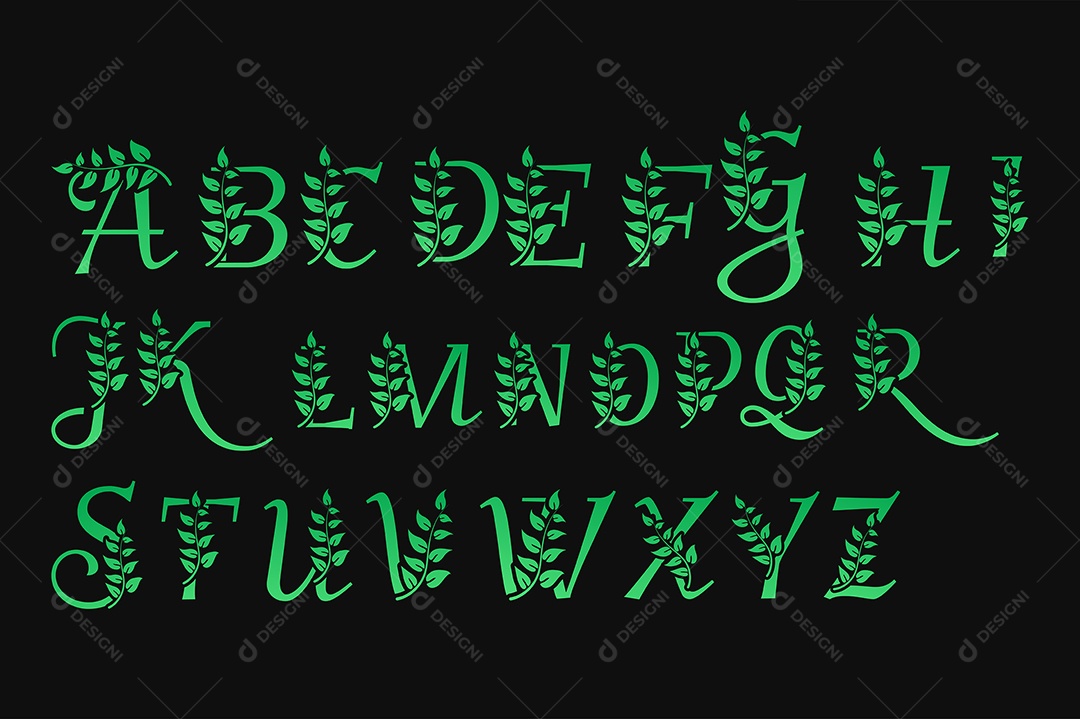 Alfabeto de Luxo Verde Vetor EPS + AI Editável