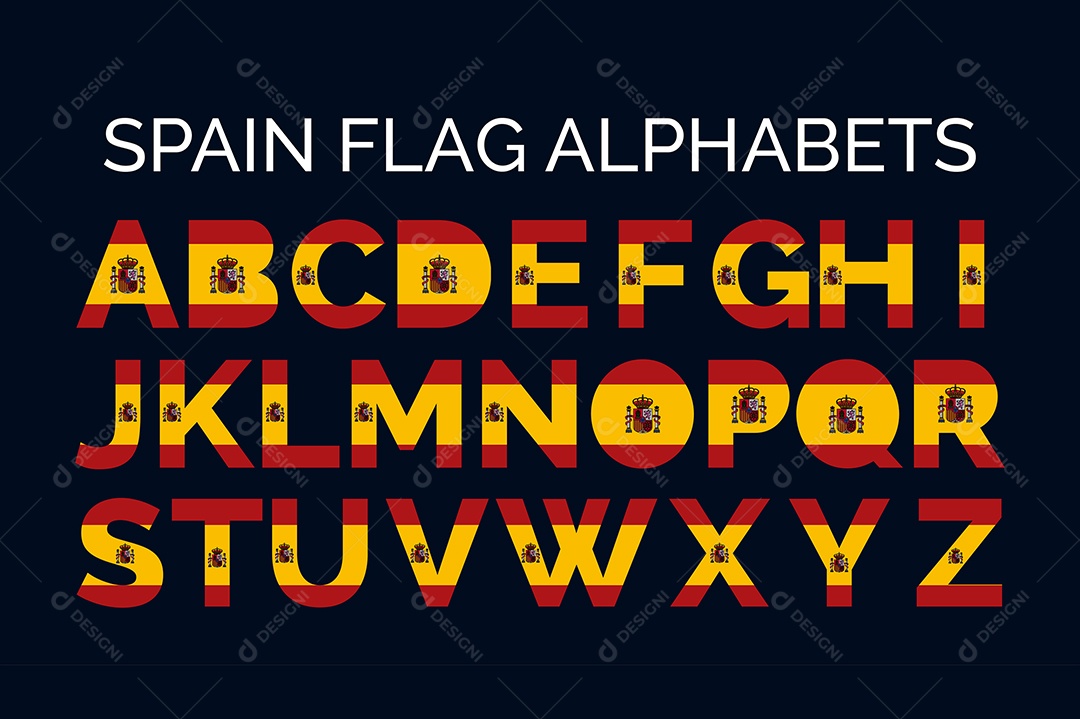 Alfabeto da Bandeira da Espanha Vetor EPS + AI Editável
