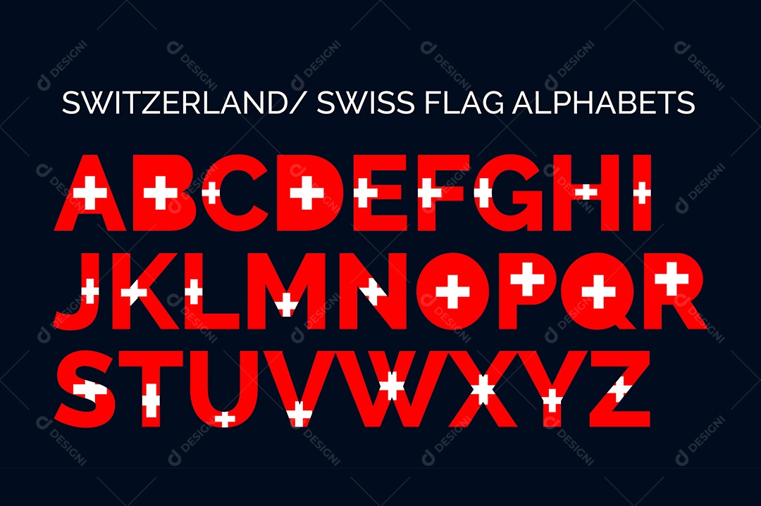 Alfabeto da Bandeira da Suíça Vetor EPS + AI Editável