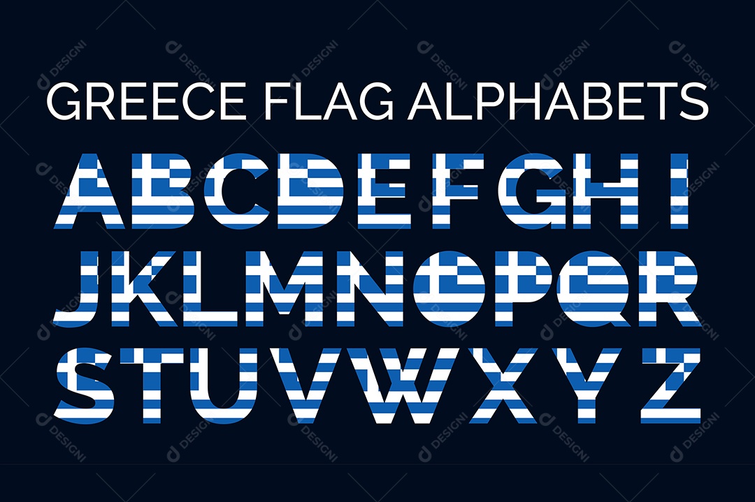 Alfabeto da Bandeira da Grécia Vetor EPS + Ai Editável