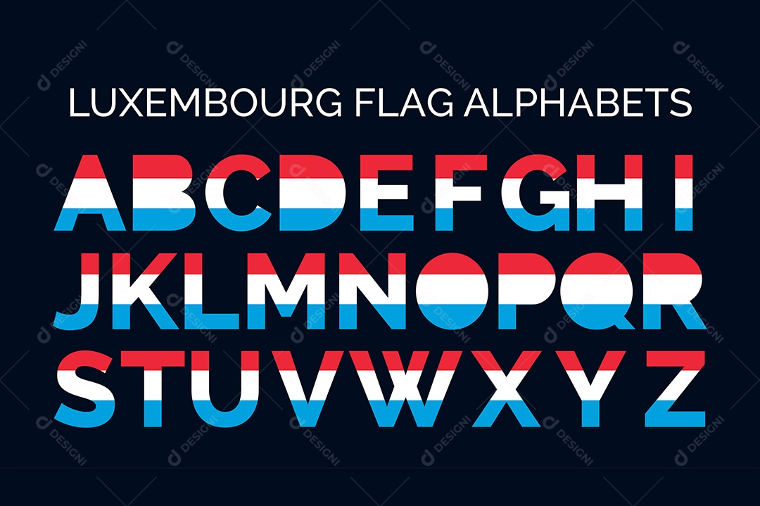 Alfabeto da Bandeira de Luxemburgo Vetor EPS + Ai Editável