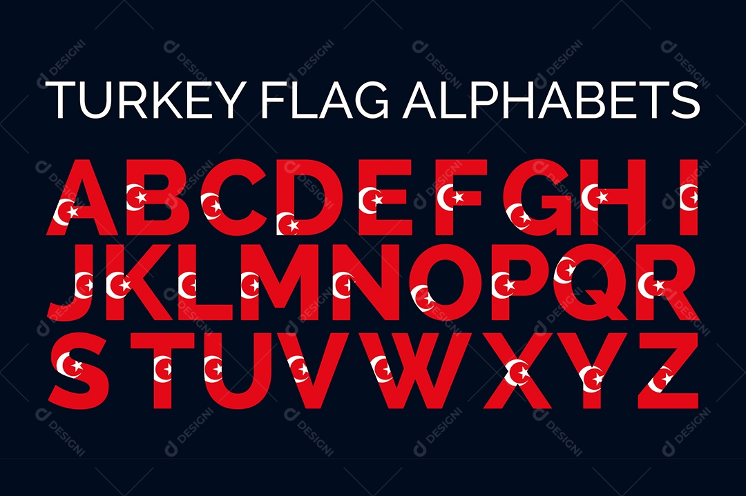 Alfabeto da Bandeira da Turquia Vetor EPS + Ai Editável