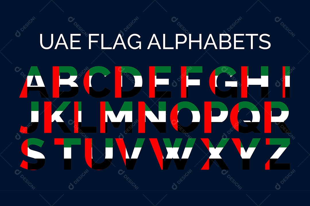 Alfabeto da Bandeira de Abu Dhabi Vetor EPS + Ai Editável