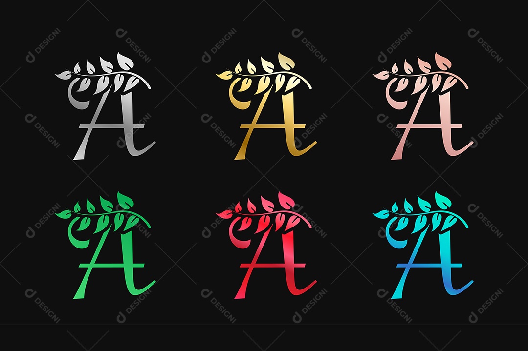 Alfabeto de Luxo Letra A Cores Metálicas Vetor EPS + AI Editável