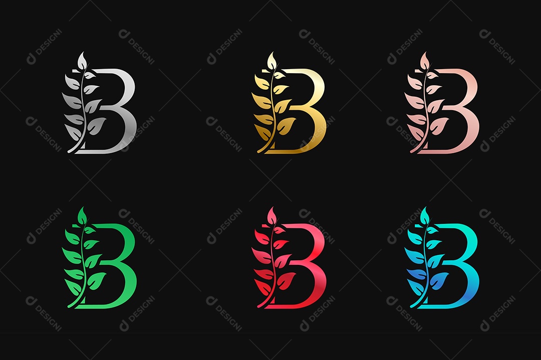 Alfabeto de Luxo Letra B Cores Metálicas Vetor EPS + AI Editável
