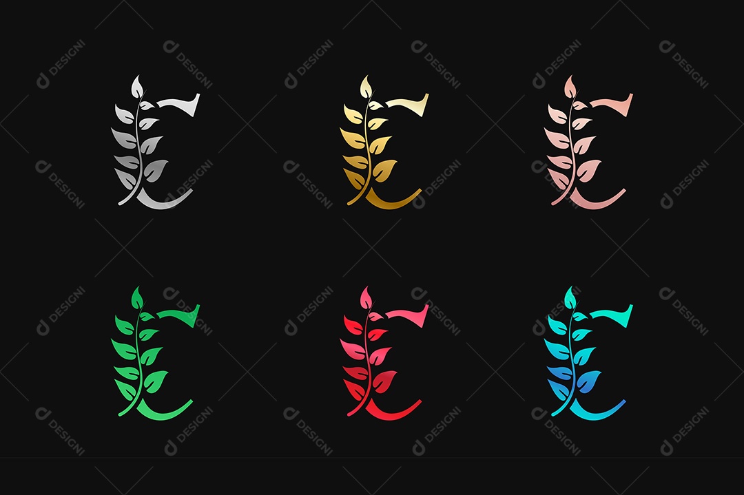 Alfabeto de Luxo Letra C Cores Metálicas Vetor EPS + AI Editável