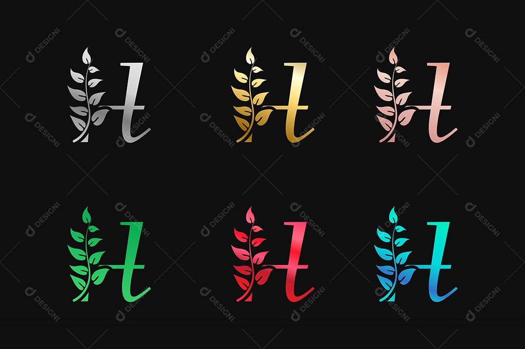 Alfabeto de Luxo Letra H Cores Metálicas Vetor EPS + AI Editável