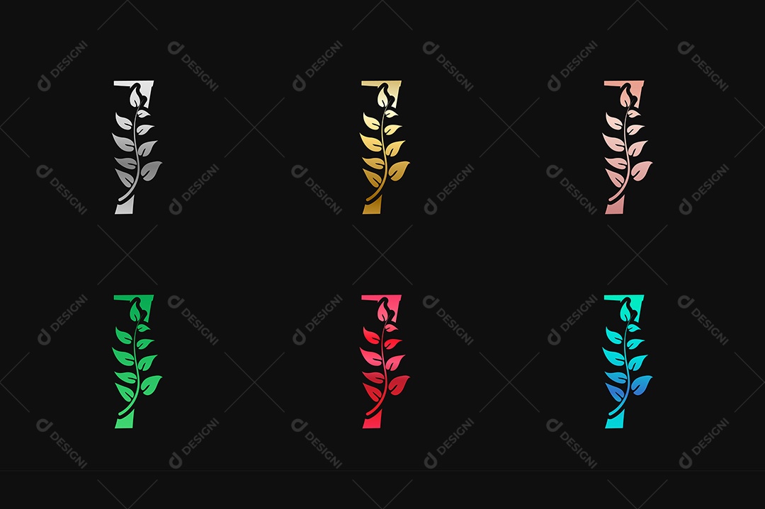 Alfabeto de Luxo Letra I Cores Metálicas Vetor EPS + AI Editável