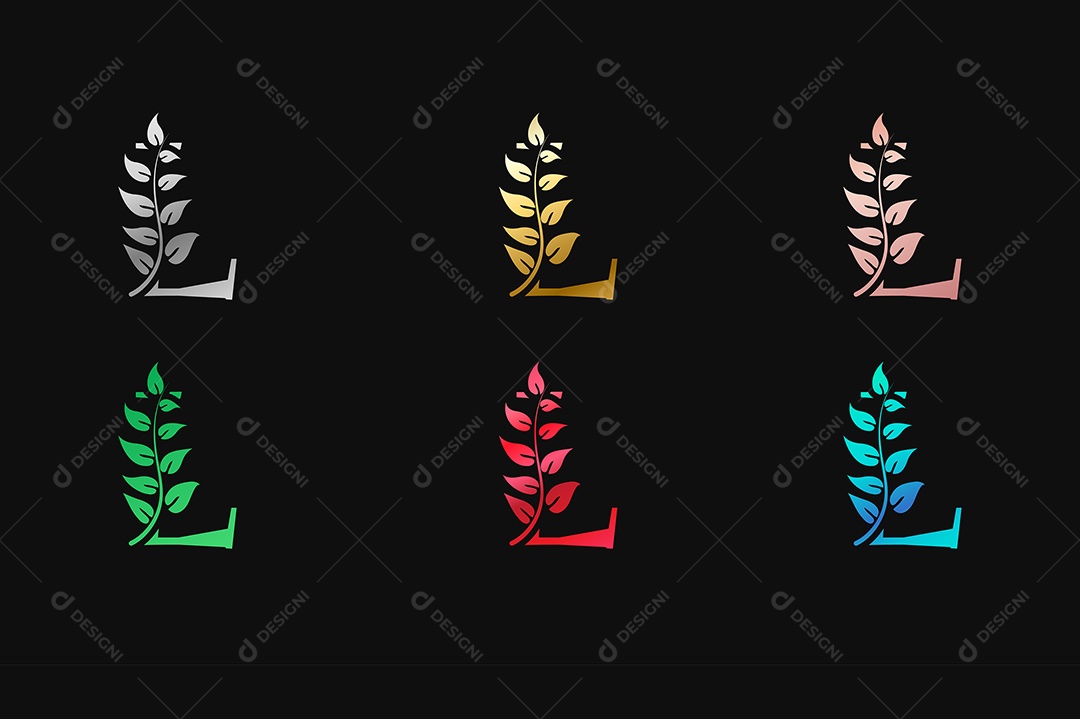 Alfabeto de Luxo Letra L Cores Metálicas Vetor EPS + AI Editável