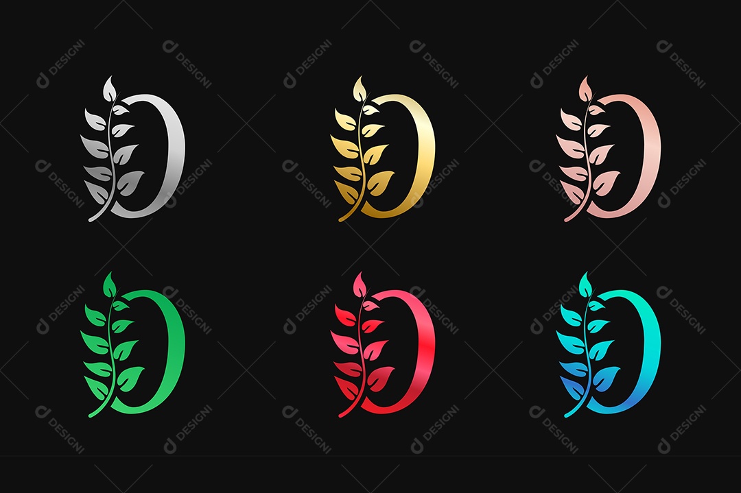 Alfabeto de Luxo Letra O Cores Metálicas Vetor EPS + AI Editável