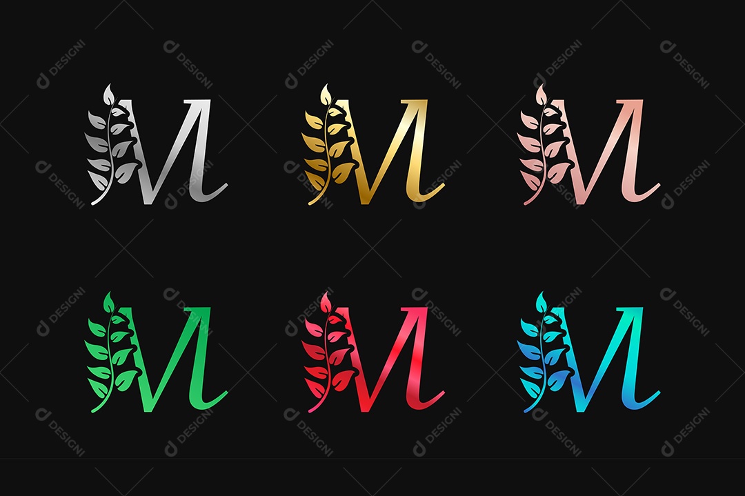 Alfabeto de Luxo Letra M Cores Metálicas Vetor EPS + AI Editável