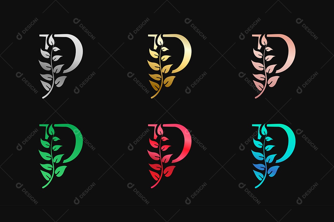 Alfabeto de Luxo Letra P Cores Metálicas Vetor EPS + AI Editável
