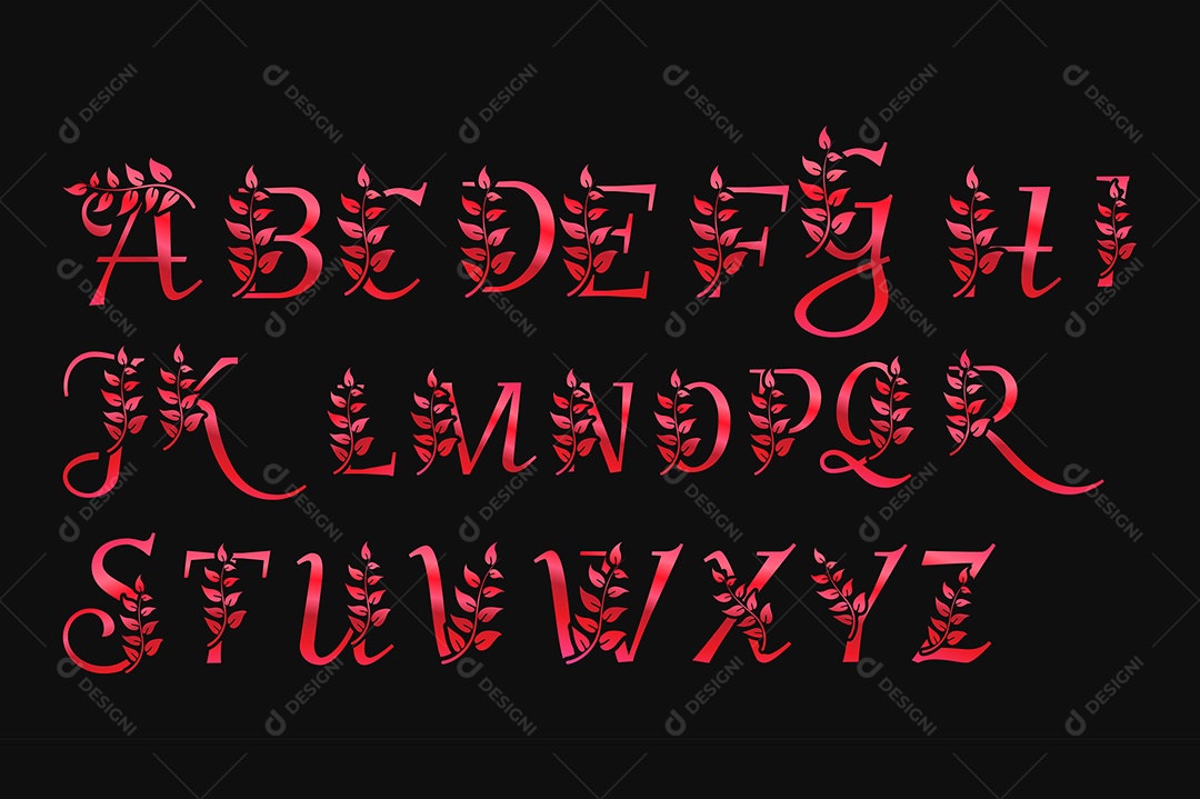 Alfabeto de Luxo Vermelho Metálico Vetor EPS + AI Editável