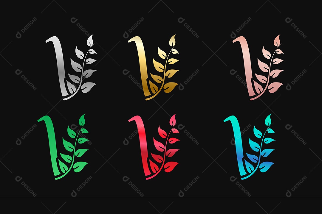 Alfabeto de Luxo Letra V Cores Metálicas Vetor EPS + AI Editável