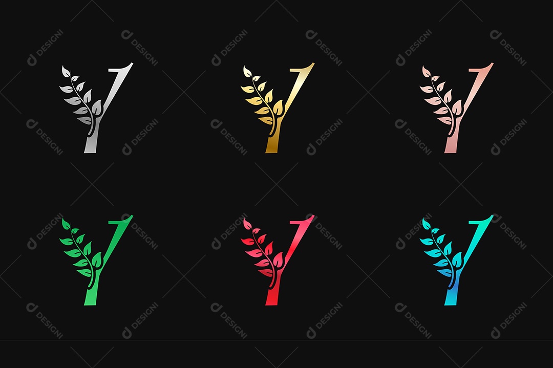 Alfabeto de Luxo Letra Y Cores Metálicas Vetor EPS + AI Editável