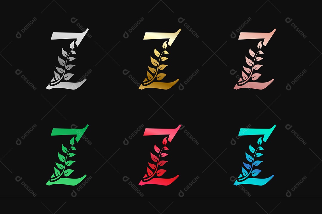 Alfabeto de Luxo Letra Z Cores Metálicas Vetor EPS + AI Editável