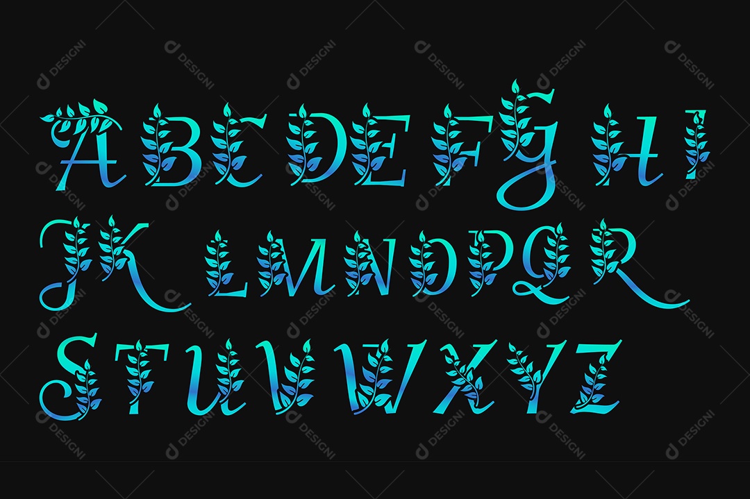 Alfabeto de Luxo Azul Metálico Vetor EPS + AI Editável