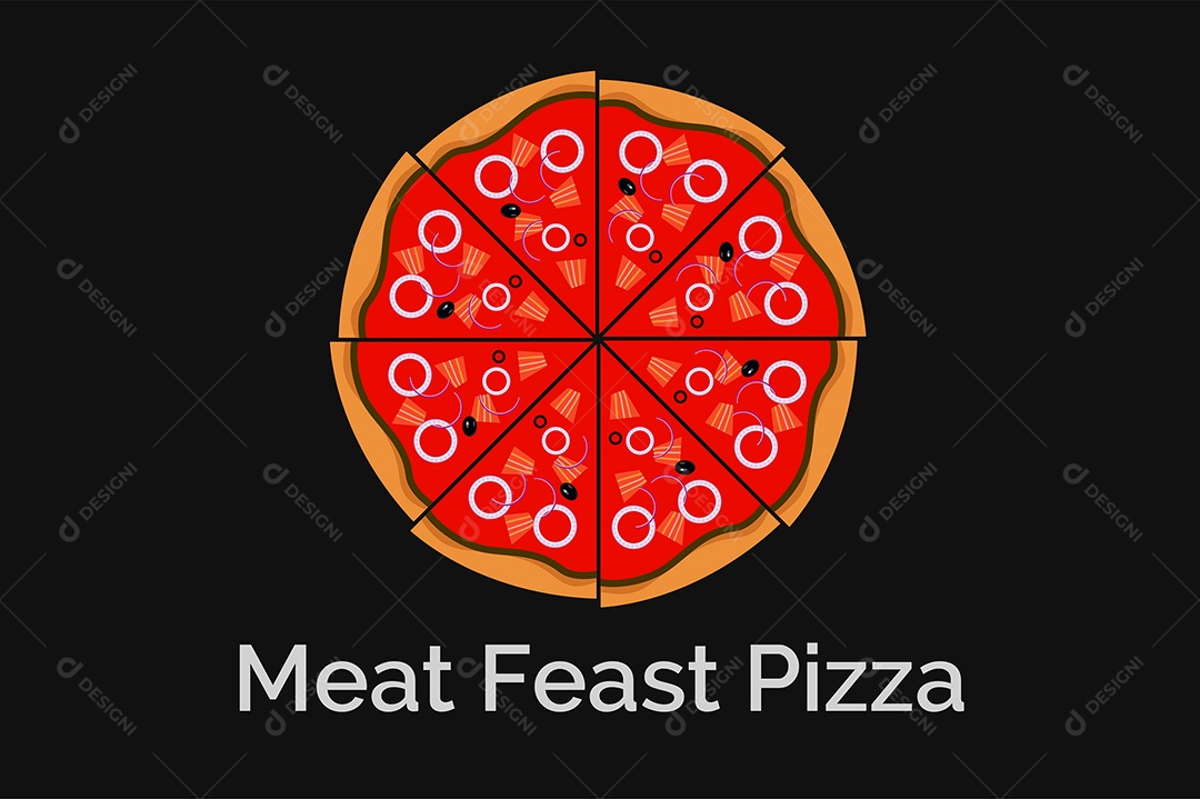 Modelo de Logo de Pizza de Carne Vetor EPS + AI Editável