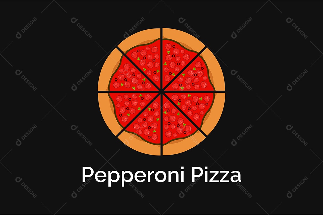 Modelo de Logo de Pizza de Pepperoni Vetor EPS + AI Editável