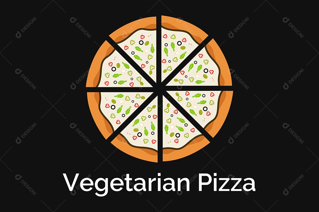 Modelo de Logo de Pizza Vegetariana Vetor EPS + AI Editável