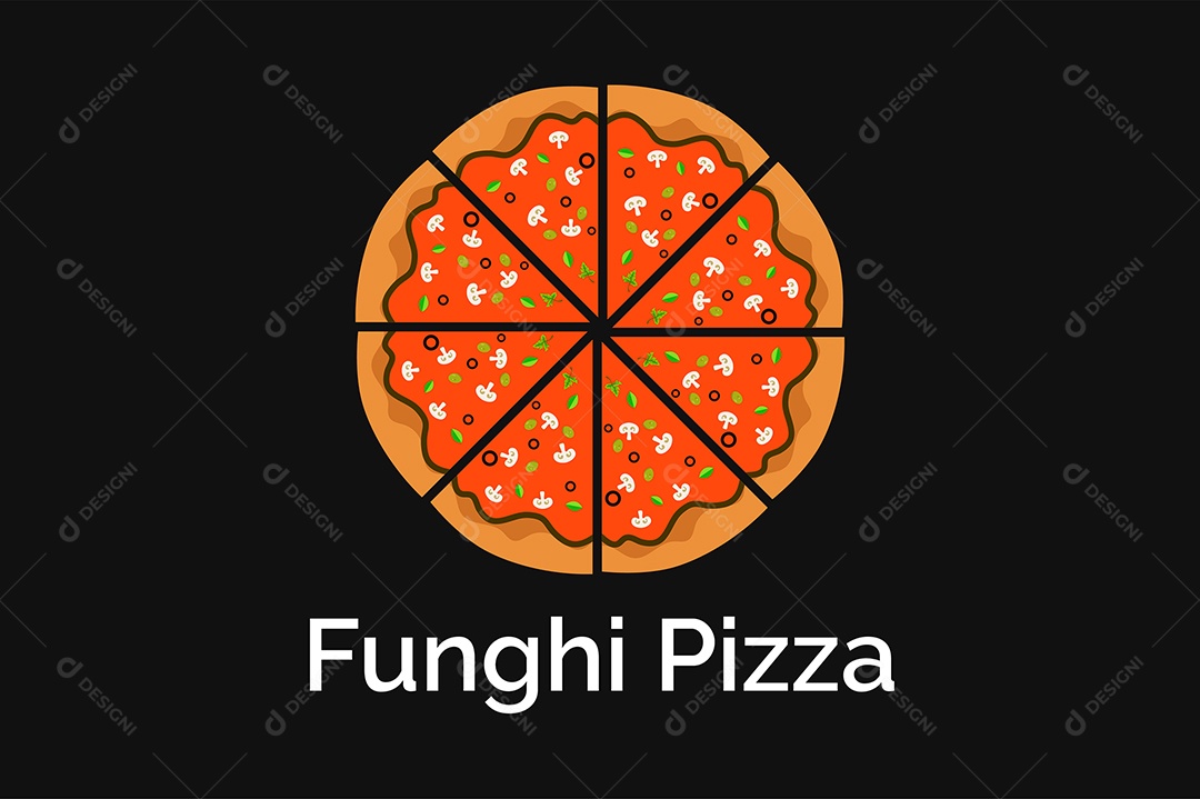 Modelo de Logo de Pizza de Cogumelo Vetor EPS + AI Editável
