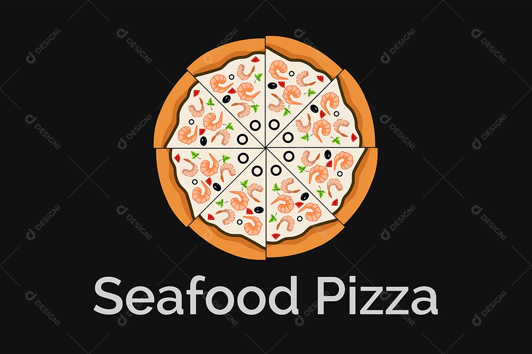 Modelo de Logo de Pizza de Frutos do Mar  Vetor EPS + AI Editável