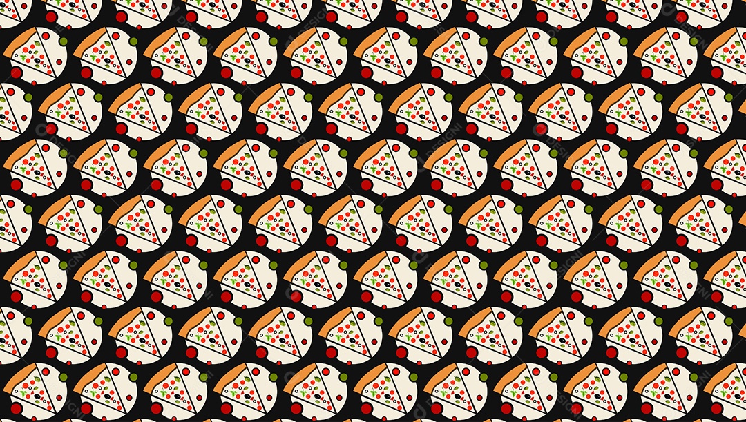 Padrão de Pizza de Marguerita Ilustração EPS + AI Editável