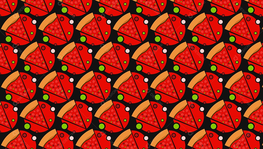 Padrão de Pizza de Pepperoni Ilustração EPS + AI Editável