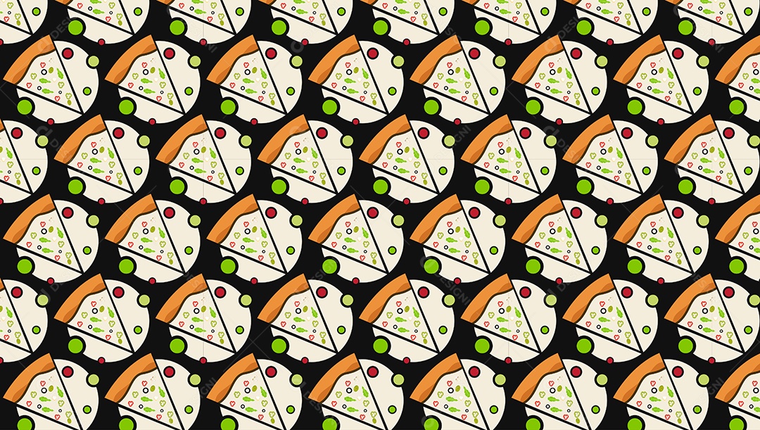 Padrão de Pizza Vegetariana Ilustração EPS + AI Editável
