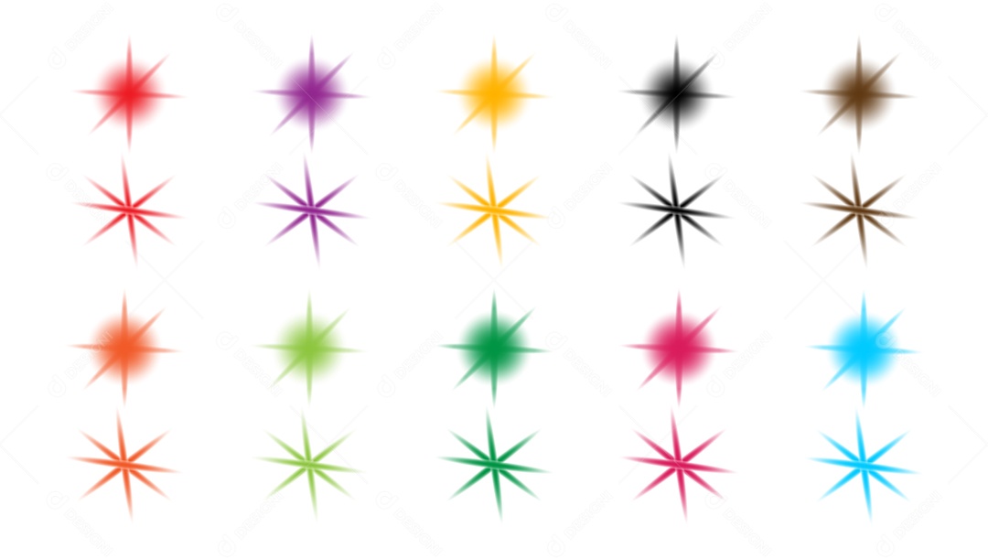 Conjunto de Estrelas Coloridas Vetor EPS + AI Editável