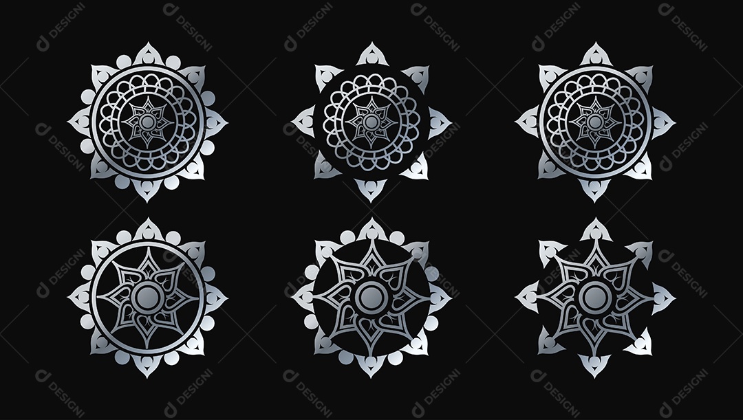 Elementos Islâmicos Prata Vetor EPS + AI Editável