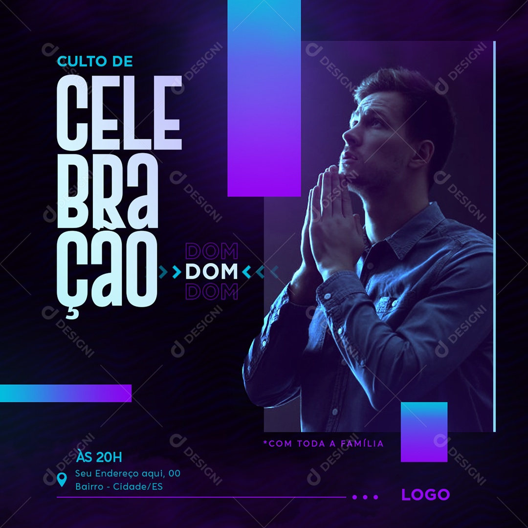 Culto de Celebração Social Media PSD Editável