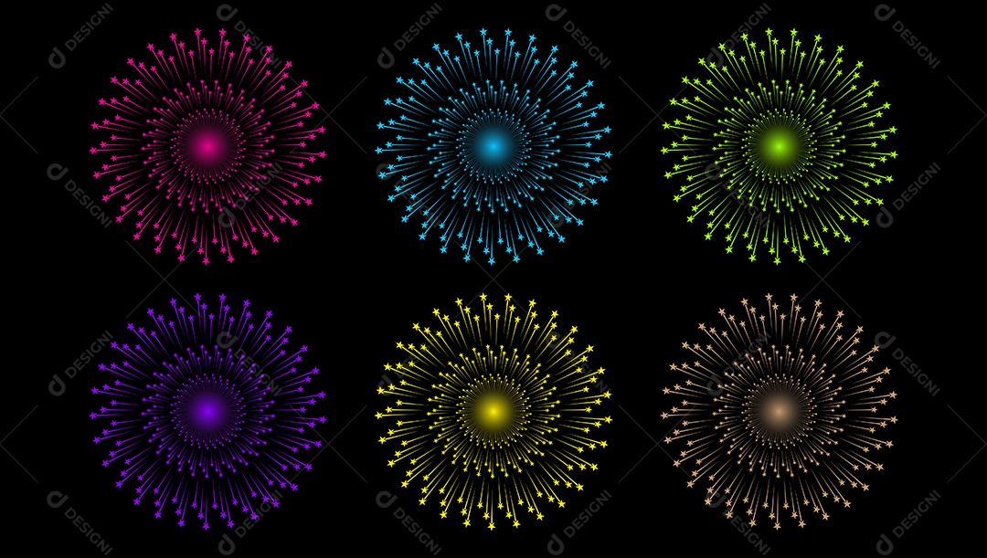 Elementos de Fogos de Artificio Ilustração Vetor EPS + AI Editável