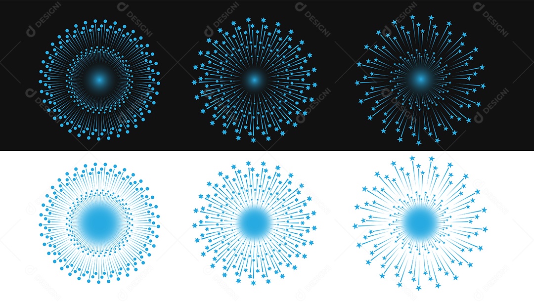 Elementos de Fogos de Artificio Ilustração Vetor EPS + AI Editável