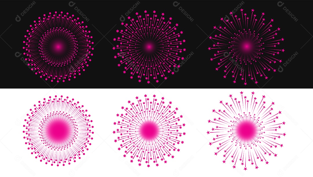 Elementos de Fogos de Artificio Ilustração Vetor EPS + AI Editável