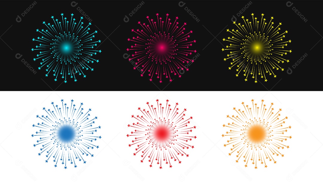 Elementos de Fogos de Artificio Ilustração Vetor EPS + AI Editável