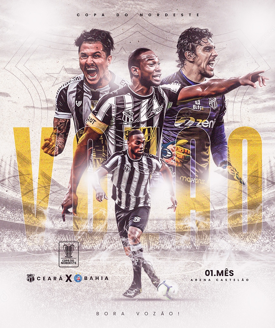 Ceará x Bahia Transmissão ao Vivo Copa do Nordeste Futebol Social Media PSD Editável