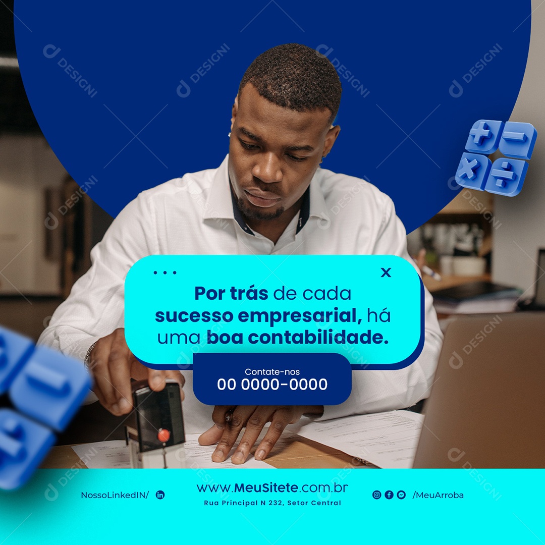 Por Trás de Cada Sucesso Empresarial Há uma Boa Contabilidade Social Media PSD Editável